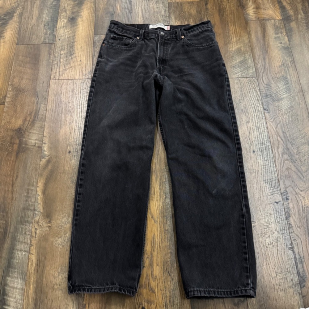Levis 550 Relaxed Fit Men Black Jeans 34x30 Faded Denim Cotton Streetwear Grunge